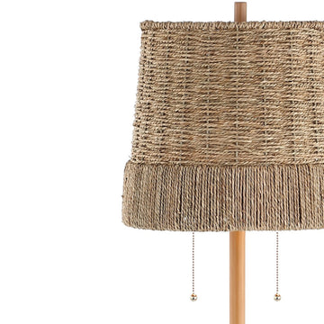 Ocata 61" Coastal Bohemian Iron/Rattan LED Floor Lamp with Pull-Chain - JONATHAN Y